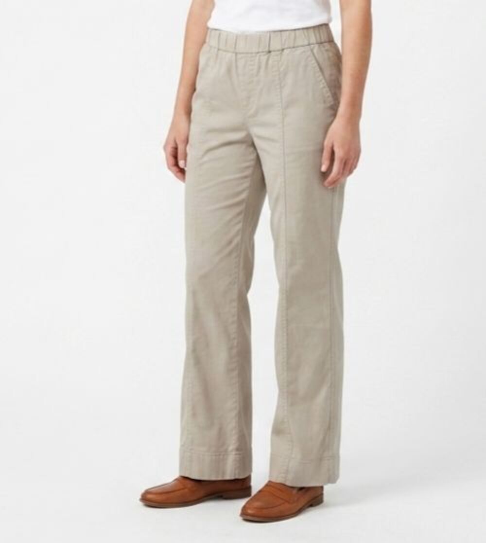 Duluth Trading Co Summer Weight Chino Wide Leg Pants Womens 6 27x29 Tan EUC